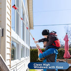 Window Squeegee, 2-in-1 Window Cleaner with 55" Extension Poles, Window Washing Kit, Glass Door Cleaner, Multi-Use Car Windshield Cleaning Tool with Long Handle for High Outdoor Windows