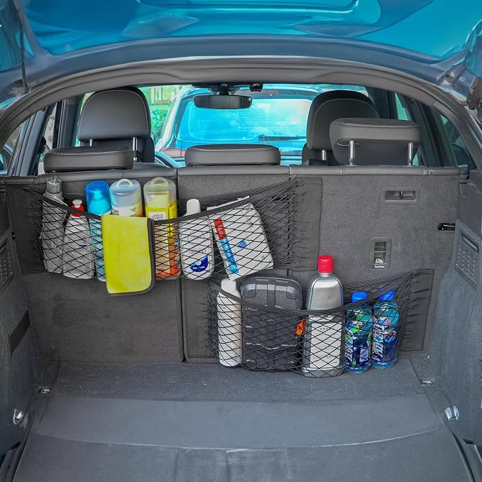 2 Packs Universal Mesh Cargo Net,Elastic Car Storage Net Pocket Bag for Trunk,Automotive Cargo Nets Storage Pouch Add On Organizers for RV,Car,Truck(22.6 * 9.5 inch)