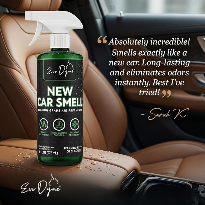 New Car Smell Spray (16oz), Made in USA | Long Lasting Car Air Fresheners Eliminates Odor - Air Fresheners for Cars, Trucks, & Other Vehicles – Fresh Scent Air Freshener Spray by (2-Pack)