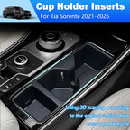 Center Console Cup Holder for Kia Sorento 2021 2022 2023 2024 2025 2026 Accessories Cup Holder Inset TPE Drink Holder Organizer Cupholder Protector Mats Pad Interior Decoration Black