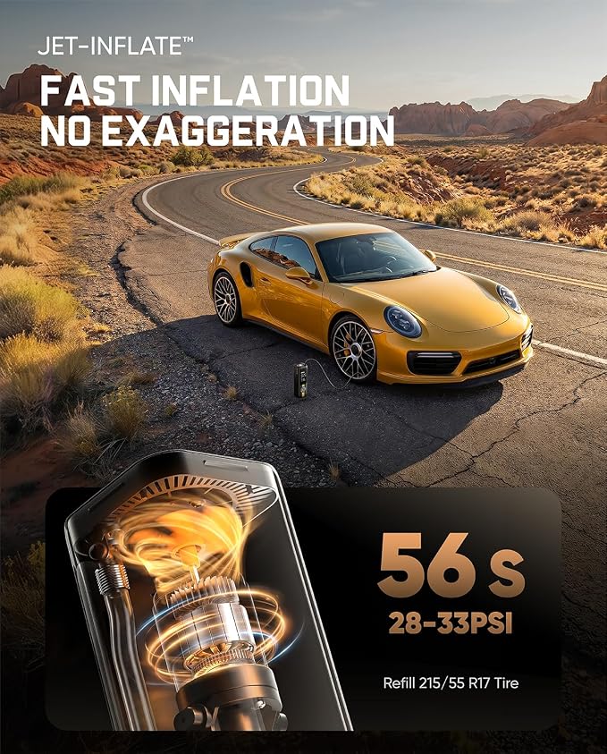 Fanttik X8 APEX Tire Inflator Portable Air Compressor, 1 Min Fast Inflation, 150PSI Cordless Tire Inflator with LED Dual Screen, Handed Inflator for MPV, Car, Bike, Motorcycle, Up to 26.3″ Tires