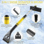 32" Snow Brush and Ice Scrapers for Car Windshield, Extendable Car Snow Accessories with Foam Grip, Brush Supports 360 Degree Rotation, Car Winter Removal Tool for Cars, Trucks, SUVs