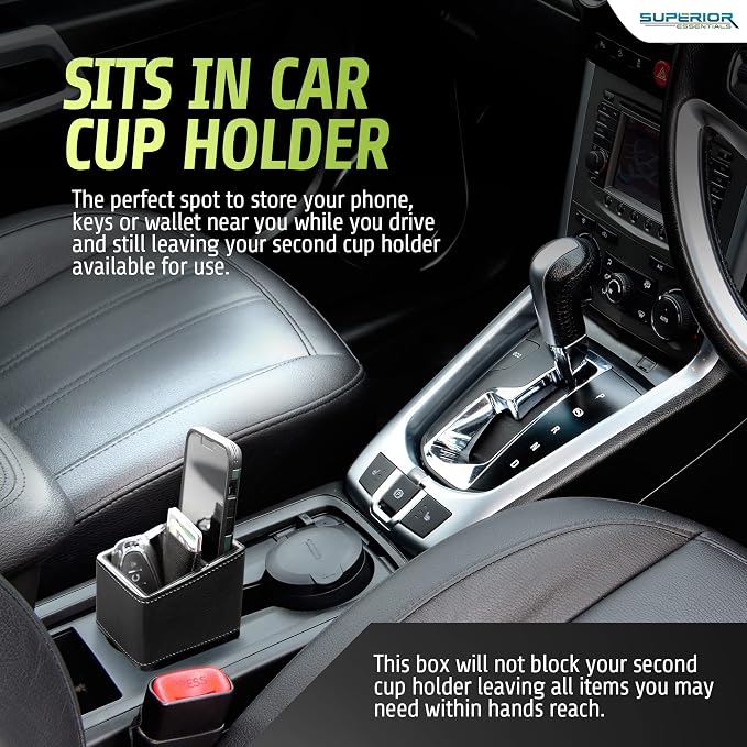 Car Phone Holder & Key Storage Expander for Cupholder - Universal Size Phone Mount for Car - Elegant Design with Easy Installation - Effortless Charging Cell Phone Holder for Car