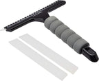 All-Purpose Window Squeegee with Handle for Car Windshield, Shower, Glass, Mirror Cleaning, Silicone Rubber Blade, Streak-Free Results, Lightweight, Black, 8-inch