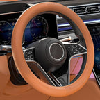 Car Steering Wheel Cover for Men Women, Non-Slip Silicone Sporty Wave Design Auto Interior Accessories, Universal Fit 14 15 16 Inch Round & D-Shape Wheels, Bright Orange