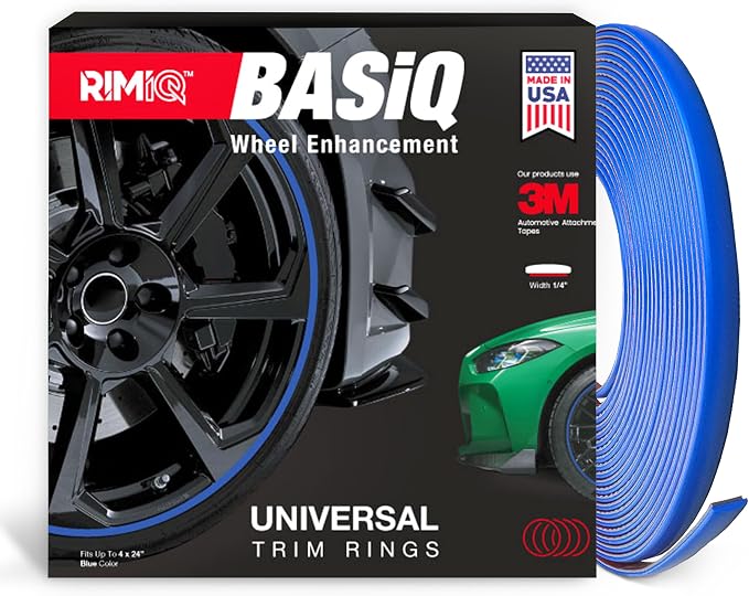 BASiQ Universal Styling Trim - 26 Feet, 6 Colors, Flat Design, Easy to Apply with Premium 3M Tape - Versatile Rim Styling and Color Accent for Cars, Trucks, SUVs - Blue