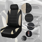 Neoprene EVA Waterproof car seat Covers Front Seats Only, Universal fit for SUV Vehicles Automotive with 5mm Composite EVA Inside,Airbag Compatible (Two Seats 6PCS, Black and Beige)