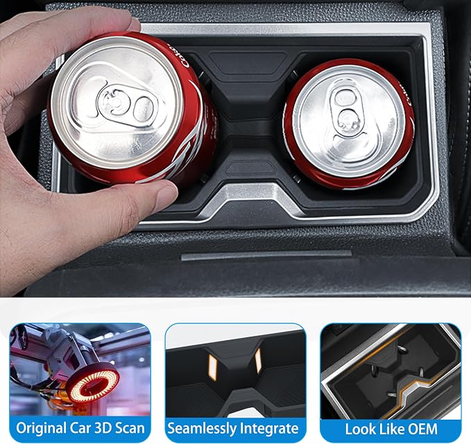 Center Console Cup Holder for 2025 2026 Toyota 4Runner Accessories TPE Cup Holder Insert Coaster Middle Console Armrest Front Non Slip Drink Holder Protector Organizer Interior Accessories Black