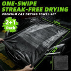 2+1 Pack Car Drying Towels – Microfiber Towels for Cars (36" x 24"), Ultra-Absorbent, Streak-Free, Scratch-Free, No Water Spots, Double-Twist Pile & Edgeless Design, Grey Green