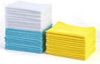 Microfiber Cleaning Cloths, Ultra Absorbent, Scratch-Free, Highly Absorbent, Non-Abrasive, Reusable and Washable, 16" x 12", Blue/White/Yellow, (Pack of 288)