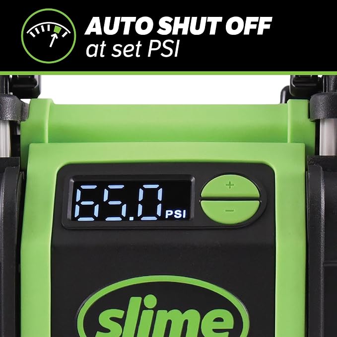 40083 Tire Inflator, Super Duty Pro Power, Battery Connection, Dual Piston, with Digital 0-99 psi Gauge, Long Hose and LED Light, Alligator Clips, 2 min Inflation