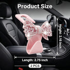 2PCS Bling Bow Car Seat Headrest Hooks, S Type Crystal Rhinestone Bowknot Auto Seat Back Storage Hooks, Diamond Cute Bow Vehicle Storage Organizer, Universal for Purses Bags Groceries(Pink)