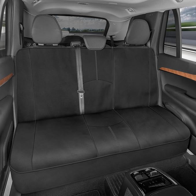 Neoprene Waterproof Seat Covers for Cars, Trucks, & SUV – Black & Gray Automotive Interior Protectors - Rear Split Bench Protector for Kids Dogs & Pets – Forros para Asientos de Carro