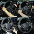 Car Steering Wheel Cover for Men Women, Non-Slip Silicone Wave Pattern Auto Interior Accessories, Universal Fit 14 15 16 Inch Round & D-Shape Wheels, Black