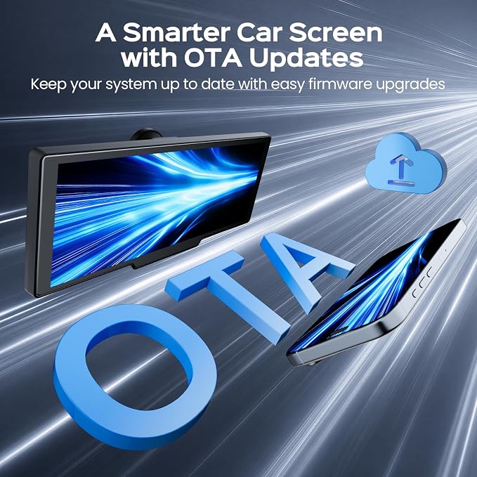 10.26" Portable Apple CarPlay Screen for Car with 4K Dash Cam and 1080P Backup Camera, Wireless Car Play & Android Auto, OTA, GPS Navigation, Voice Control, Mirror Link