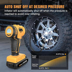 Cordless Tire Inflator Air Compressor Dual Power Supply 20V Rechargeable Battery Powered 150PSI Handheld Air Portable Pump with 12V Adapter Digital Pressure Gauge for Cars Motorcycles