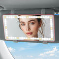 Car Sun Visor Vanity Mirror, Car Mirror with 3 Light Modes & 60 LEDs, Rechargeable, Touch Control, Universal Fit