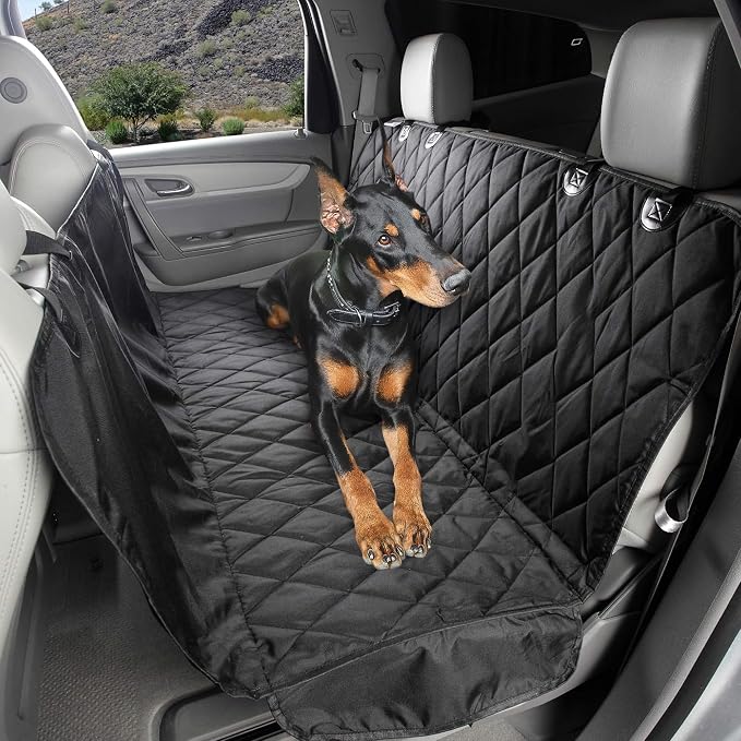 Dog Backseat Cover with Hammock for Cars, SUVs, and Trucks – Waterproof Layers, Nonslip Seat Protector, Durable Nylon Clips, K9 Shield with Heavy Duty Thread, (Extra Large, Black)