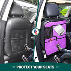 Seat Back Organizer Mallow Car Backseat Protective Kick Mat with Mesh Pockets, Kick Mats for Vehicles To Protect From Dirt