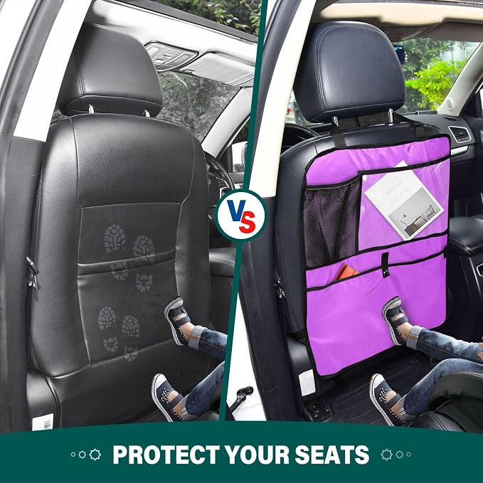 Mallow Seat Back Protector Car Kick Mats with Pockets Protector, 2 Pack Car Seat Back Protectors For Vehicles