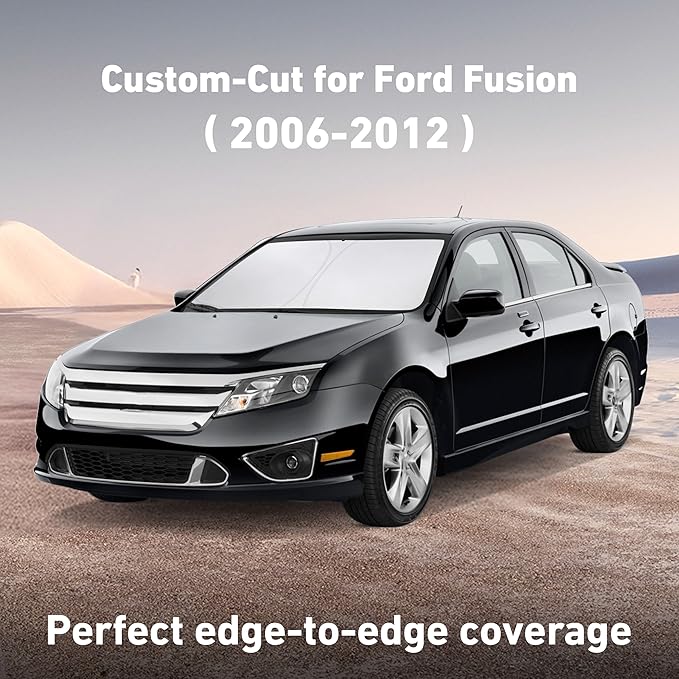 Windshield Sunshade Compatible for Ford Fusion 2006-2010 2011 2012, Sun Visor for Front Windshield & Window Sun Shade Cover, UV Heat Blocker & Protector, Car Accessories