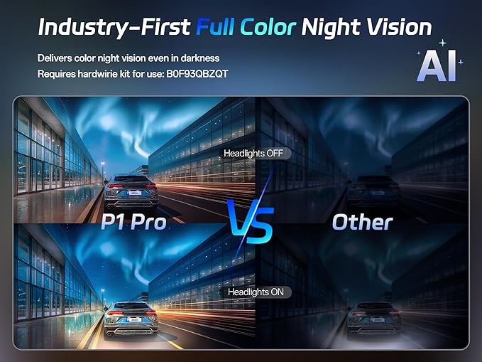 P1 Pro 4K Dash Cam Front and Rear, STARVIS 2 Sensor, 64GB Card, Dual Dash Camera for Cars with Full-Color Night Vision, HDR WDR, ADAS, GPS, WiFi & Voice Control, 24H Parking Mode, 3.39" Screen