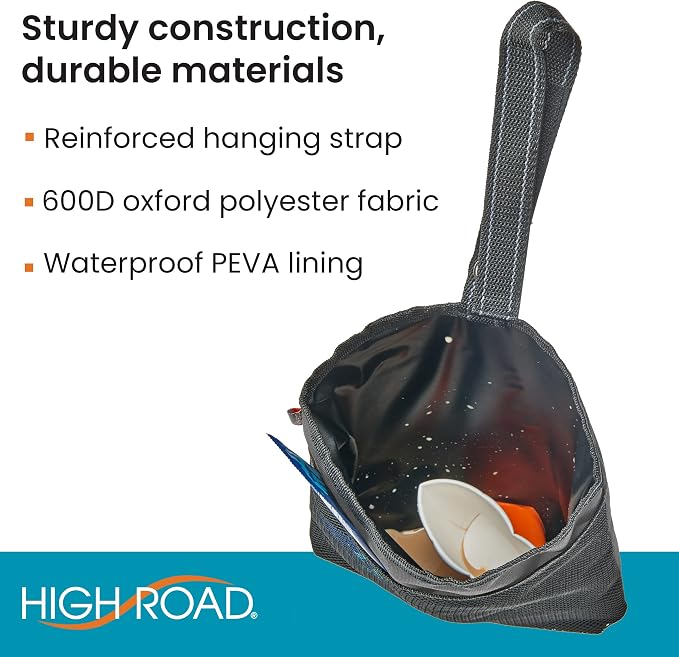 TrimTrash Hanging Car Garbage Bag - Slim and Leakproof Car Trash Bag with Magnetic Closure and Storage Pocket - Attaches to Seat, Glovebox or Console