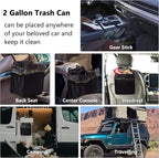 2 Gallons Open-Top Car Trash Can, Hanging Leakproof Car Trash Bag with Water-proof PEVA Liner, Stand Trash Bag for Cars Foldable Automotive Garbage Can for Cars SUV Truck RV Black