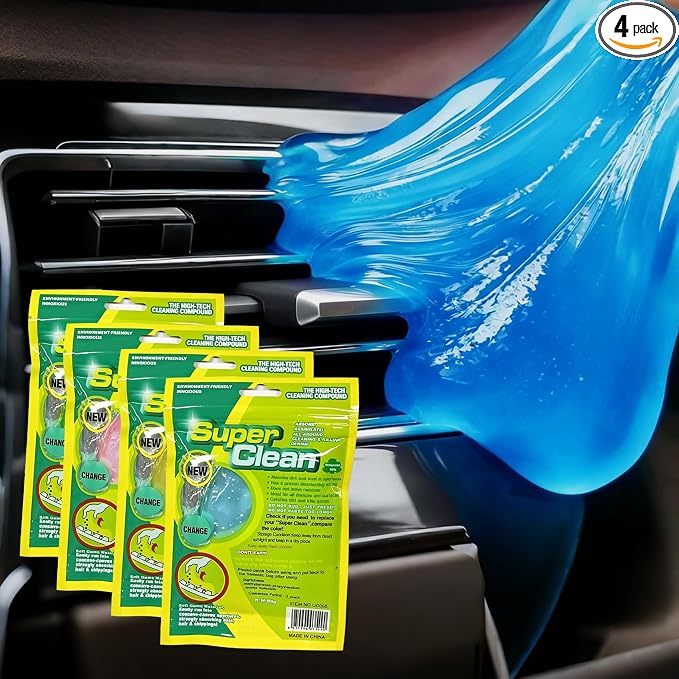 4PCS Car Cleaning Gel, Car Cleaning Supplies, Reusable Car Gel for Cleaning, Auto Detailing Tools Universal Cleaning Putty Gel for Keyboard, Laptop, Air Vents, Dust Crumb Removal