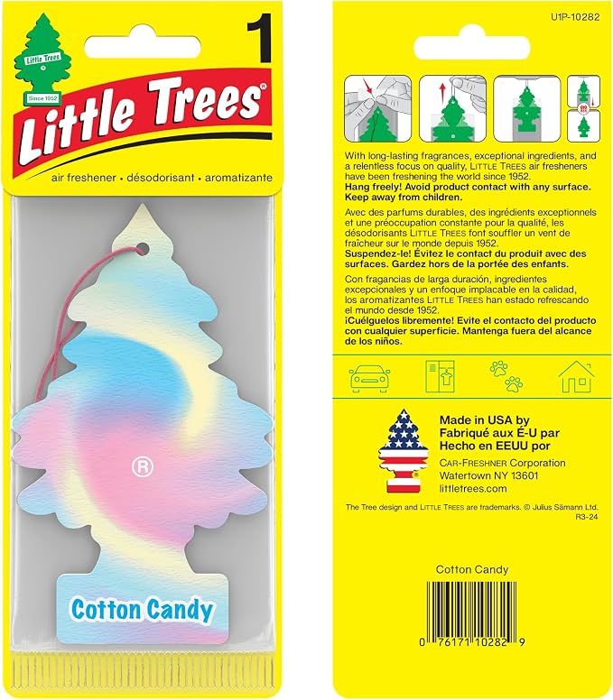Car Air Freshener | Hanging Paper Tree for Home or Car | Cotton Candy | 3 Pack