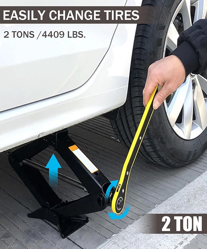 Scissor Jack Lift - 2 Ton Car Tire Jack Tool, Universal Emergency Kit with Lug Wrench, Portable Tire Changing Kit for Car, Truck, SUV