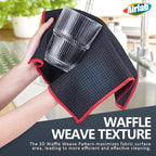 Airlab Glass Polishing Cloth Streak Free Miracle Cleaning Cloth Lint Free Microfiber Cleaning Rags for Glasses Kitchen Dish Mirrors Easy Clean, Pack of 6,12 x 12 Inches, Grey-red