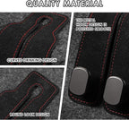 KINIVA Car Seat Headrest Storage Hooks, Set of 2, Suede PU Leather, Double Hooks (Black-4 Pack)