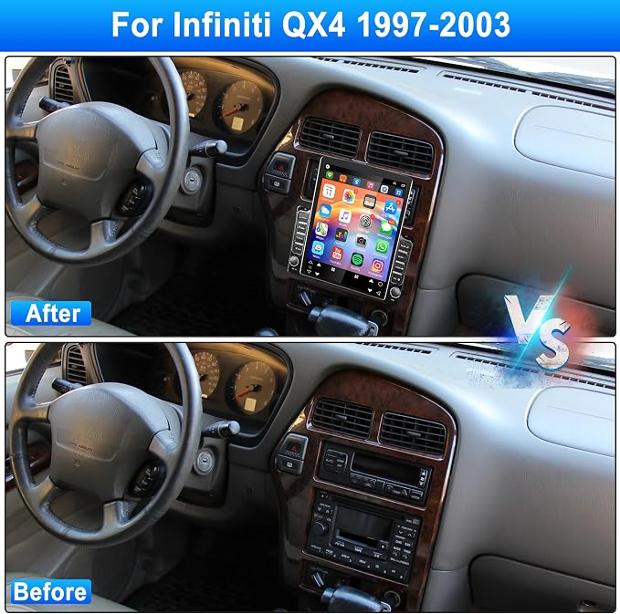 2+64GB Car Stereo Radio for Infiniti QX4 1997 1998 1999 2000 2001 2002 2003, 9.7" Touchscreen Android 15 Car Radio Stereo Head Unit with CarPlay Android Auto GPS Navi SWC FM DSP WiFi Bluetooth Camera