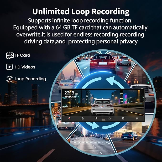 11.5 '' Wireless CarPlay Screen for Car, A-pple CarPlay & Android Auto HD Touchscreen with 4K Dash Cam/1080P Backup Camera/Navigation/Bluetooth/Voice Control/FM/Mirror Link,for All Vehicles