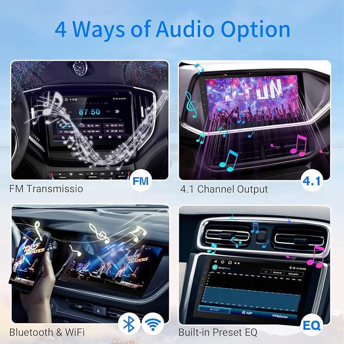 Double Din Android 13 Car Stereo Receiver - 10.1" Universal HD Touchscreen w/64GB, Built-in GPS & Backup Camera, Bluetooth 4.1, Supports CarPlay/MirrorLink (1990-2023 Vehicles)