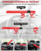 Steering Wheel Lock Anti-Theft Car Device Heavy Duty Security Car Lock Antitheft Locking Devices Great Deterrent Adjustable Car Wheel Lock Anti Theft for Vehicle Truck SUV with 3 Keys (Red)