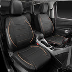 Universal FIT Piping Leather Car Seat Cover, for suvs,Van,Trucks,Airbag Compatible,Inside Zipper Design and Reserved Opening Holes (Full Set, Black and Beige)