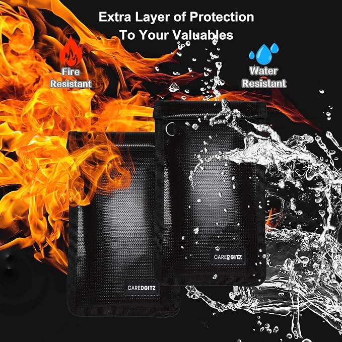 Faraday Bag for Phone w/Lanyard, RFID Key Fob Protector, Signal Blocker for Car Keys Anti-Theft, Cell Phone Signal Blocking Pouch Anti-Hacking, Shielding Case, 2 Pack, Black