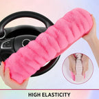 Steering Wheel Cover, Fluffy Car Wheel Covers for Women/Girls/Ladies，Soft Wool Fur Steering Wheel Protector, Universal 14 1/2 inches to 15 inches - HotPink