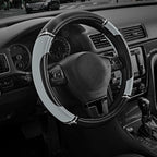 Leather Steering Wheel Cover - Made with PVC Leather - Anti-Slip, Universal Fit 14 1/2 inches to 15 inches - Gray