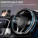 Carbon Fiber Steering Wheel Cover - Anti-Slip, Steering Wheel Cover for Men/Women - Durable, Universal Car Accessory (Black)