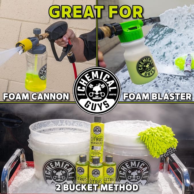 Citrus Wash & Gloss Foaming Car Wash Soap - High Suds Formula Foam Cannon Soap for Foam Blasters, or Bucket Washes - Safe on Paint, Clear Coat, and Wax, Citrus Scent - 16 oz