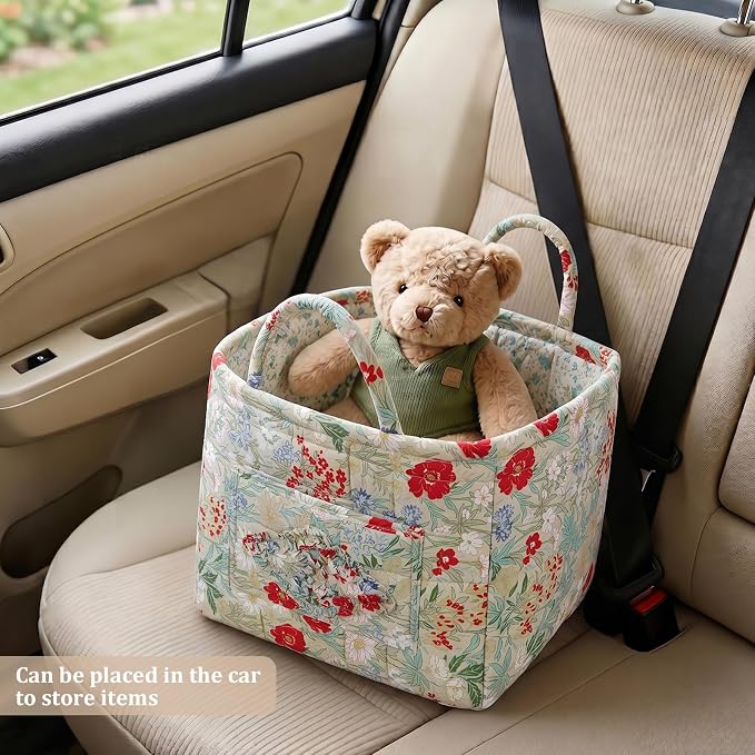 Floral Fabric Storage Basket Car Interior Storage Basket Underwear Sundries Laundry Baskets Supplies Home Organizer Bag (style 10)