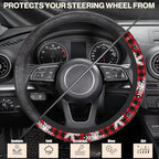 Christmas Snowflakes Steering Wheel Cover,Buffalo Plaid Elastic Non-Slip Steering Wheel Protector,Auto Interior Decor for Women Girls,Universal 15" Fit for Sedans,Trucks