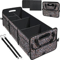 Leopard Print Trunk Organizer - 95L Large Capacity, Non-Slip Bottom, Waterproof, Portable Car Storage for SUV, Truck, Sedan