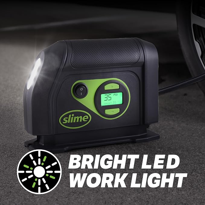 40088 Tire Inflator, Portable Car Air Compressor, Inflate Right automatic shut off, with Digital 99 psi Display, Long Hose and LED Light, 12V, 6 min inflation