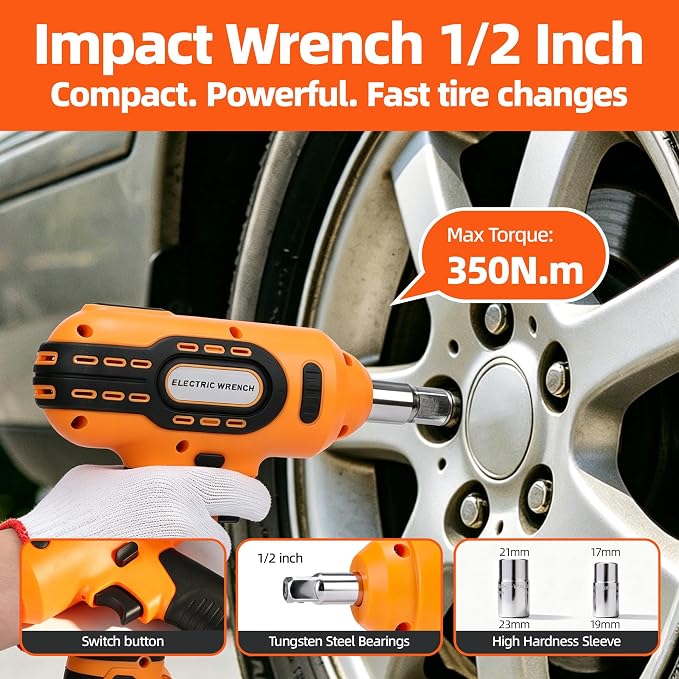 Electric Car Jack 5 Ton 12V Hydraulic Jack Kit with Impact Wrench & Tire Inflator Pump, Wireless Remote & Touch Screen, 3-Mode LED for SUV MPV Sedan Truck – Garage, Roadside, Tire Change