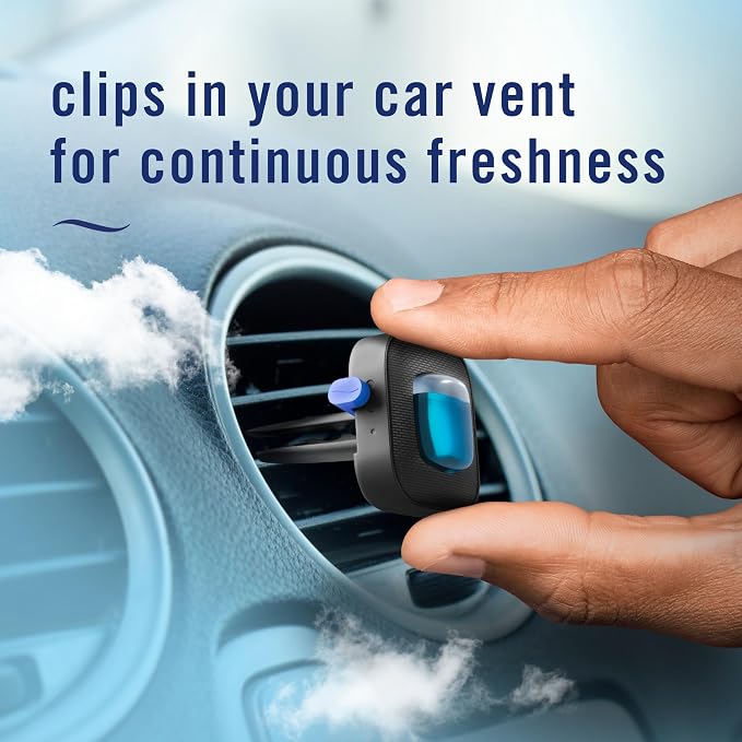 Car Air Freshener, Odor-Fighting Automotive Vent Clip, Scented Car Accessories, Long Lasting for Strong Odors, Linen & Sky Scent, 4 Count