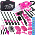 38PCS Car Detailing Kit Interior Cleaner with High Power Handheld Vacuum, Car Wash kit with Detailing Brush Set,Car Interior Detailing Kit, Pink Car Accessories for Motorcycle,Cars,Gift for Women